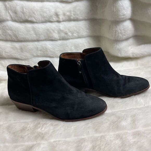 Sam Edelman black Leather suede ankle boots side zipper pointed toe size 9.5 - Picture 4 of 12